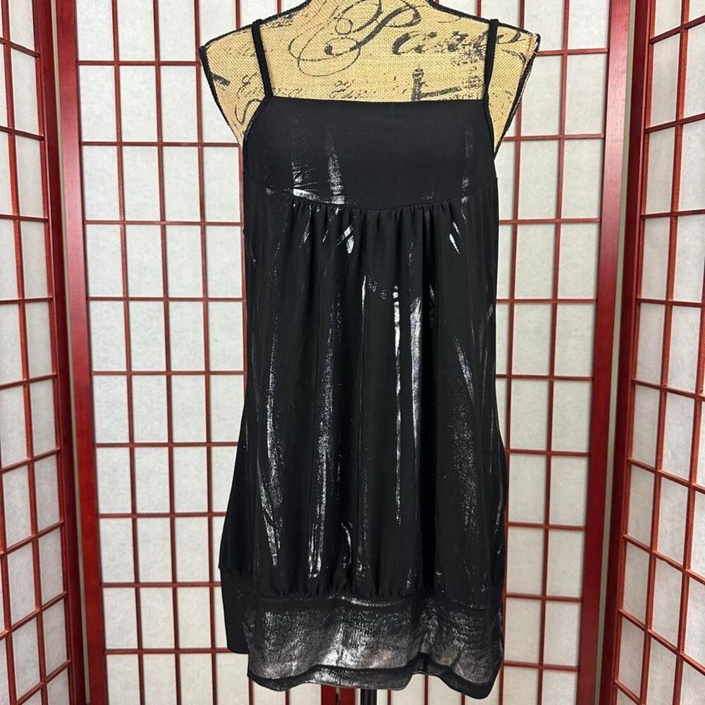 Y2K Indie Sleaze Black Slouchy Bubble Mini Dress Open Back